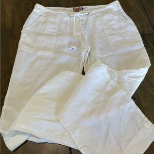 M Juicy Couture Womens 100%  Linen Pants Drawstring Wide Leg Boho Beach Medium